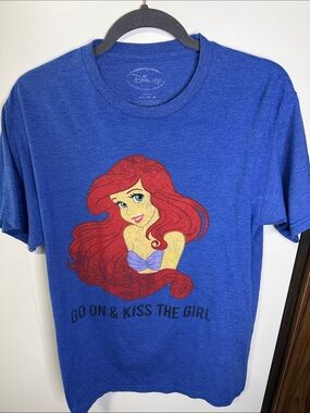 Disney Blue Crewneck T-Shirt with Printed Logo